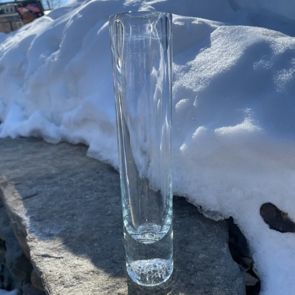 Handmade vase with a unique inner structure, which looks like crackle glass